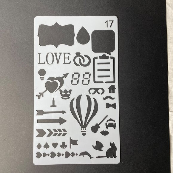 Reusable Art Planner Stencil Speech Bubbles Tear Drop mq Arrows Checklist Hearts - Picture 1 of 3
